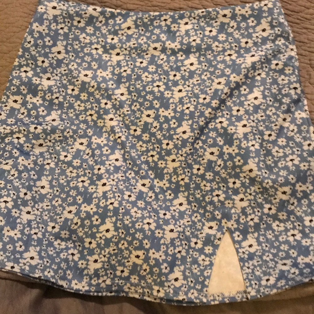 Romwe Blue flower skirt